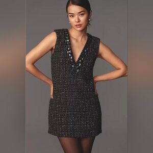 Maeve C Neck Tweed Mini Dress